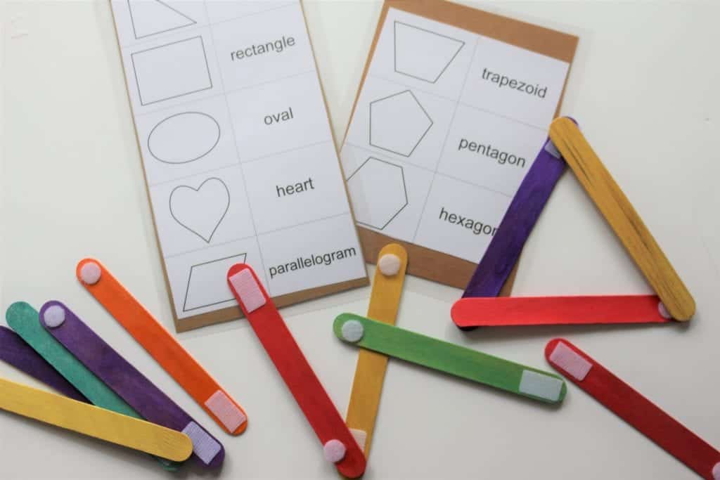 lolly stick shape busy bag preschooler shape learning