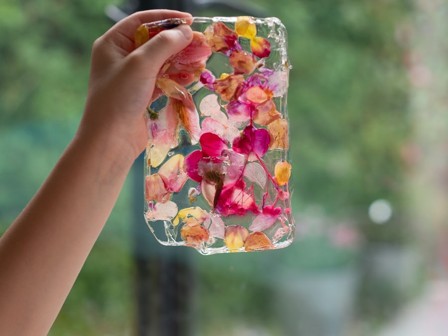 Gelatine Flower Suncatcher Nature Craft for kids