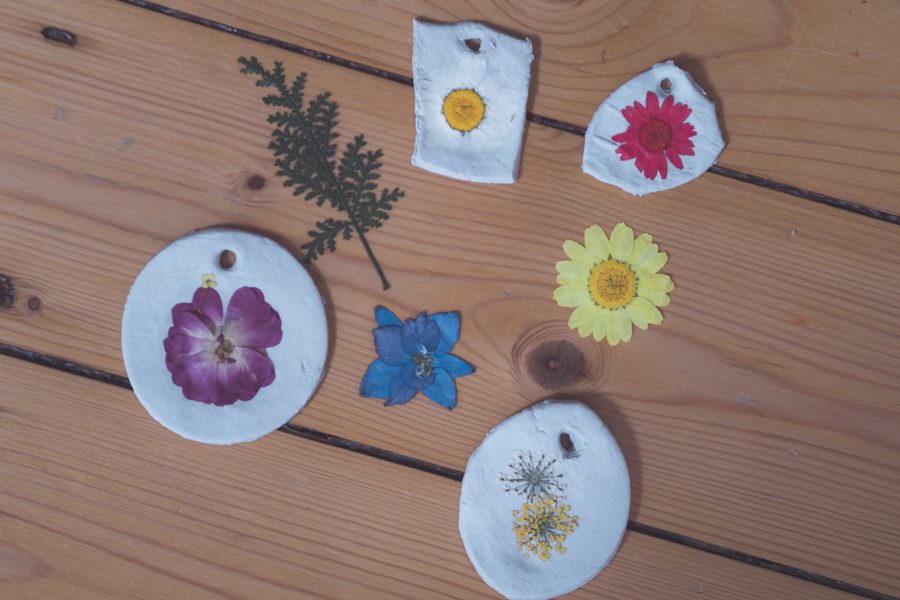 Pressed flower clay ornaments